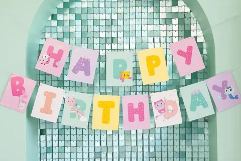 Baner urodzinowy Happy Birthday Koci Domek Gabi