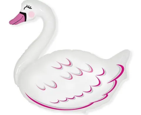 Biały łabędź balon foliowy 61 cm