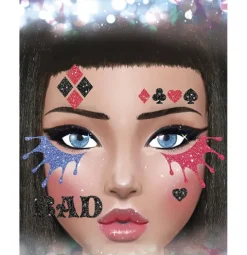 Blingi Naklejki brokatowe na twarz - Harley Quinn