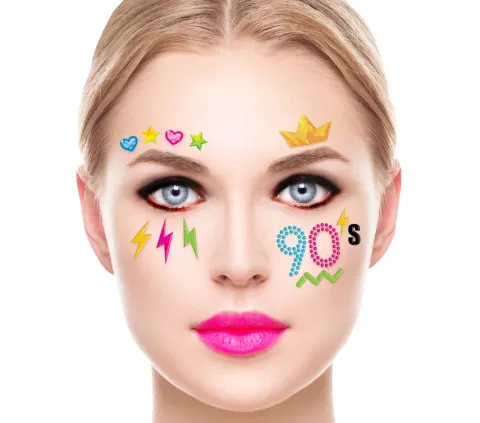 Blingi Naklejki brokatowe na twarz - 90's retro neon