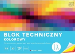Blok techniczny kolorowy A4 20 kartek barwiony w masie