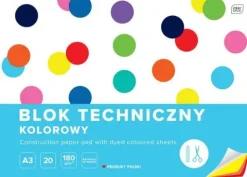 Blok techniczny kolorowy A3 20 kartek barwiony w masie