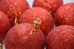 Bombki choinkowe brokatowe czerwone w pudełku (8 szt.)