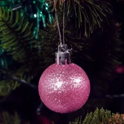 Bombki choinkowe różowe w pudełku choinka (12 szt.)