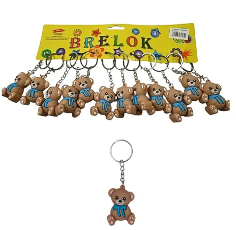 Brelok silikonowy Miś brązowy z kokardą
