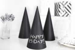 Czapeczki papierowe czarne Black&White 21,5 cm 6 szt.