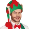 Czapka Elfa zielono czerwona z uszami i pomponem
