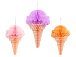 Dekoracja bibułowa Lody 3D honeycomb 3 szt.
