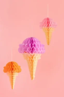 Dekoracja bibułowa Lody 3D honeycomb 3 szt.
