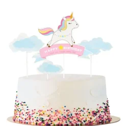 Dekoracja na tort - pikery toppery Jednorożec Happy Birthday