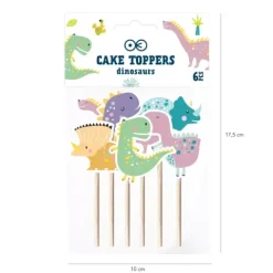 Dekoracja na tort - pikery toppery Dinozaury pastel 6 szt.