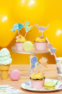 Dekoracja na tort - pikery toppery Dinozaury pastel 6 szt.