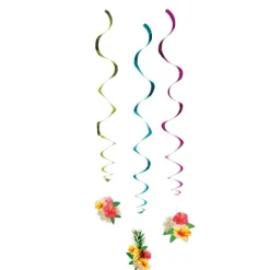 Dekoracja wisząca świderki spirale kwiaty hawajskie Paradise 3 szt.