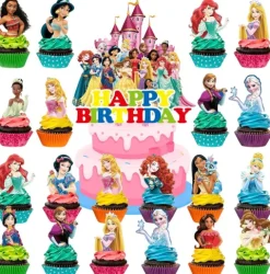 Dekoracje do muffinek pikery DIY Księżniczki Disney 21 szt.