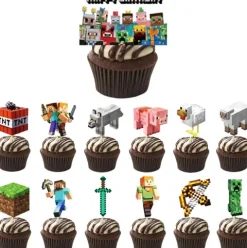 Dekoracje do muffinek pikery DIY Minecraft 13 szt.