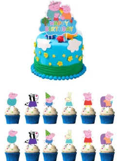 Dekoracje do muffinek pikery DIY Świnka Peppa 13 szt.