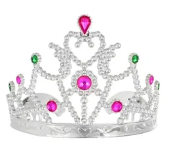 Diadem księżniczki srebrny z kolorowymi diamentami