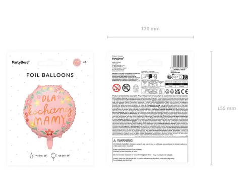 Dla kochanej Mamy balon foliowy okrągły 45 cm