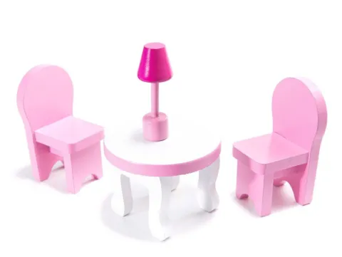 Domek drewniany dla lalek - różowa willa 70 cm LED