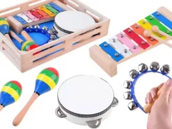 Drewniany zestaw instrumentów muzycznych 4w1