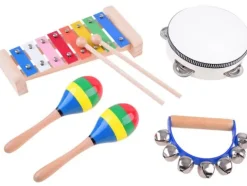 Drewniany zestaw instrumentów muzycznych 4w1
