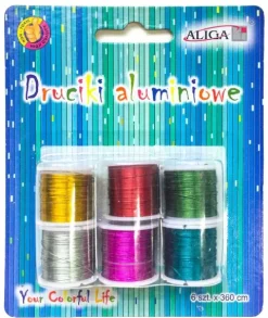 Druciki dekoracyjne aluminiowe 3m mix kolorów 6 szt.