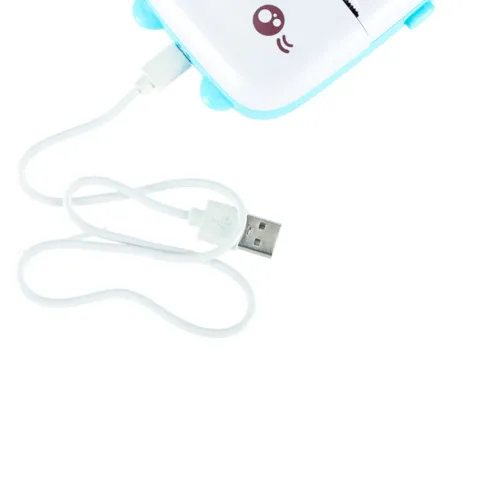 Drukotek drukarka mini termiczna do zdjęć etykiet + kabel USB kot niebieski