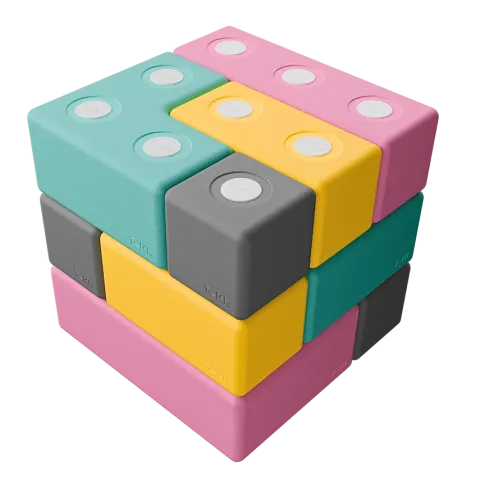 Duże klocki piankowe magnetyczne TUKI zestaw BUILDER 12 elementów
