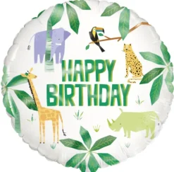 Dżungla Safari Happy Birthday balon foliowy 18"