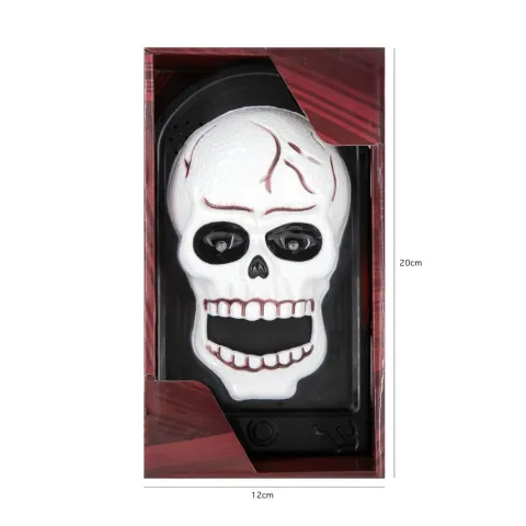 Dzwonek do drzwi Halloween 19,5x11 cm z dźwiękiem i światłem Czaszka