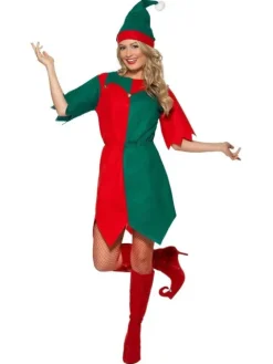 ELF czerwono zielony damski strój dla dorosłych