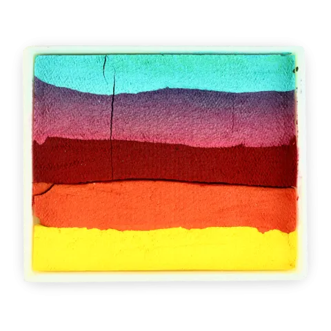 Farba do twarzy Rainbow Cake 50 g Sea Green/ Coral Pink/ Light Red/ Golden Orange/ Yellow PartyXplosion