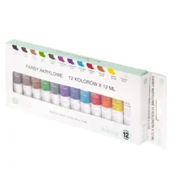 Farby Akrylowe w tubkach zestaw 12 kolorów x 12ml