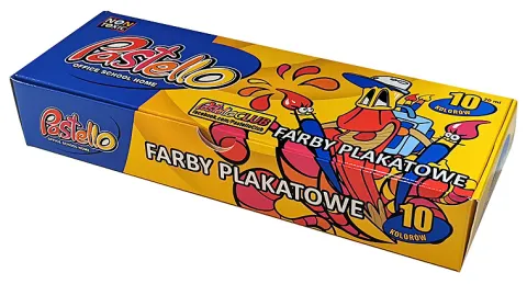 Farby Plakatowe 10 kolorów 10x20 ml Szkolne Pastello