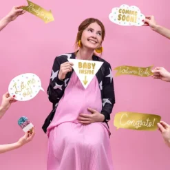 Foto rekwizyty do zdjęć Baby Shower złote 6 szt.