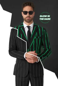 Garnitur męski Czarny w pasy świecący w ciemności Opposuits