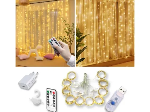 Girlanda lampki Świąteczne kurtyna 300 LED 3x3m