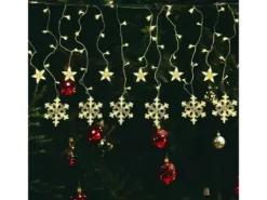 Girlanda lampki Świąteczne kurtyna śnieżynki 135 led biały ciepły 2,5 m