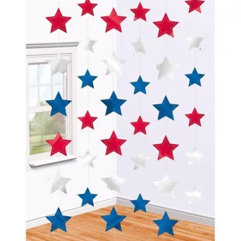 Girlanda wisząca baner gwiazdki Flaga USA 6 szt.