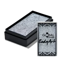 Global Colours farba do twarzy i ciała prostokątna 20g Metallic Silver