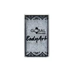 Global Colours farba do twarzy i ciała prostokątna 20g Metallic Silver