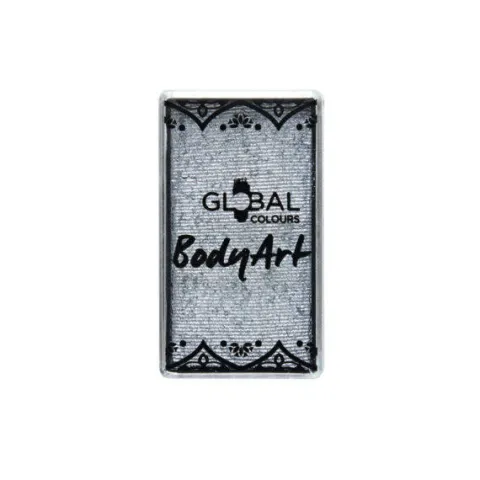 Global Colours farba do twarzy i ciała prostokątna 20g Metallic Silver