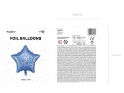 Gwiazdka Happy Birthday balon foliowy 40 cm różne kolory