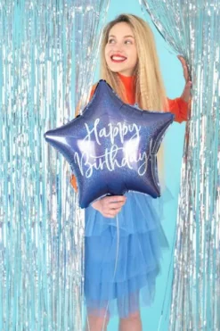 Gwiazdka Happy Birthday balon foliowy 40 cm różne kolory
