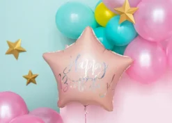 Gwiazdka Happy Birthday balon foliowy 40 cm różne kolory