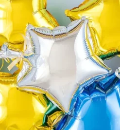 Gwiazdka srebrna balon foliowy na powietrze 9" zestaw 3 szt.