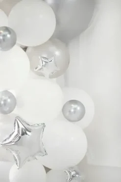 Gwiazdka srebrna balon foliowy na powietrze 25 cm zestaw 25 szt.