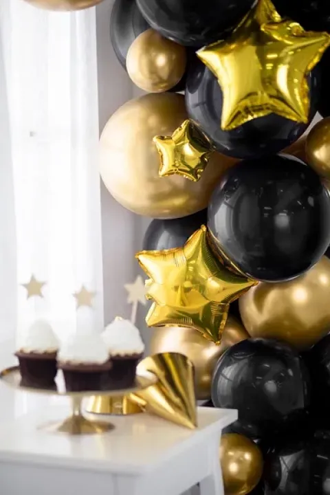 Gwiazdka złota balon foliowy na powietrze 25 cm zestaw 25 szt.