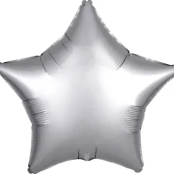 Gwiazdka satynowa balon foliowy 19 cali/ 48 cm srebrny