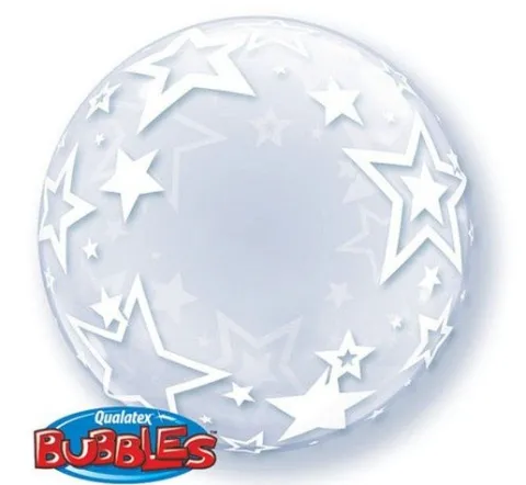 Gwiazdki kula transparentny Bubble Deco balon Qualatex 24 cale